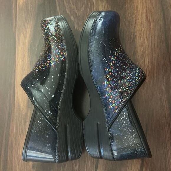 Dansko Professional Black Multi-Colored Paint Splatter Clogs Size 40/9.5 US - Picture 7 of 9